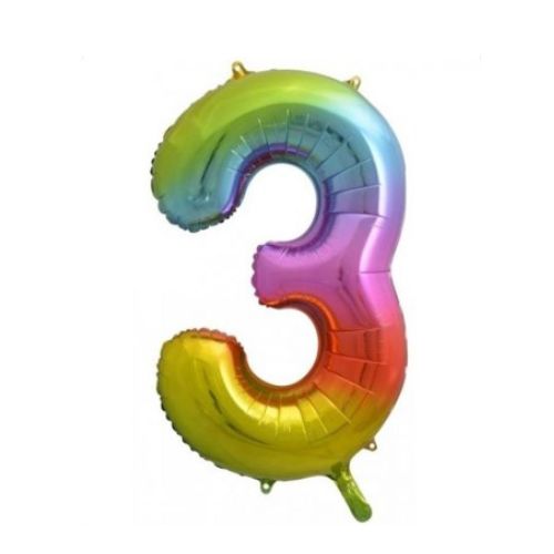 Bright Rainbow Foil Number Balloons