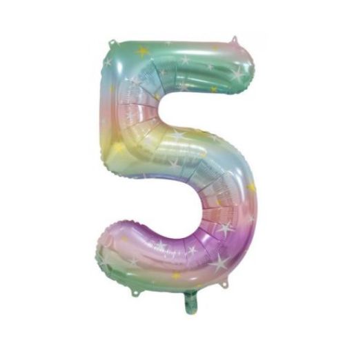 Pastel Rainbow Foil Number Balloons