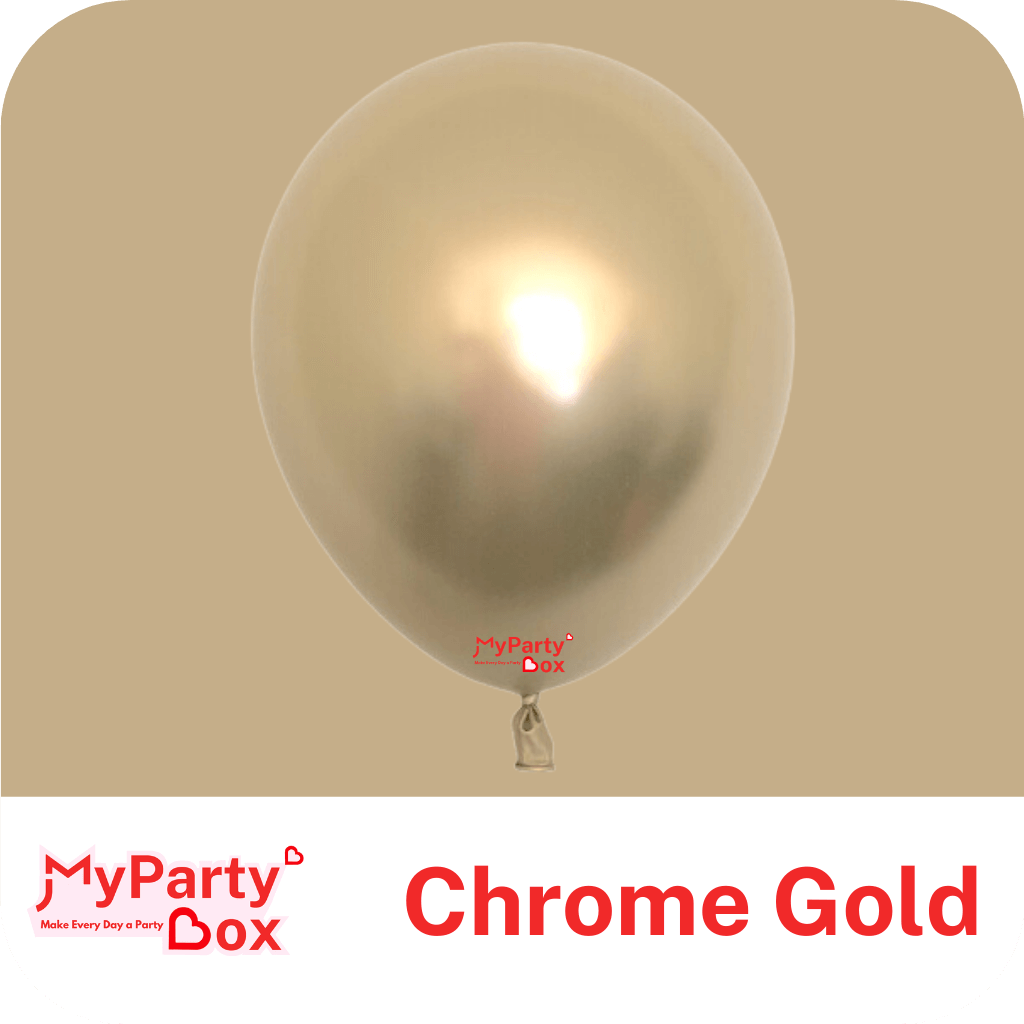 11" (28cm) Chrome Gold Latex Balloon
