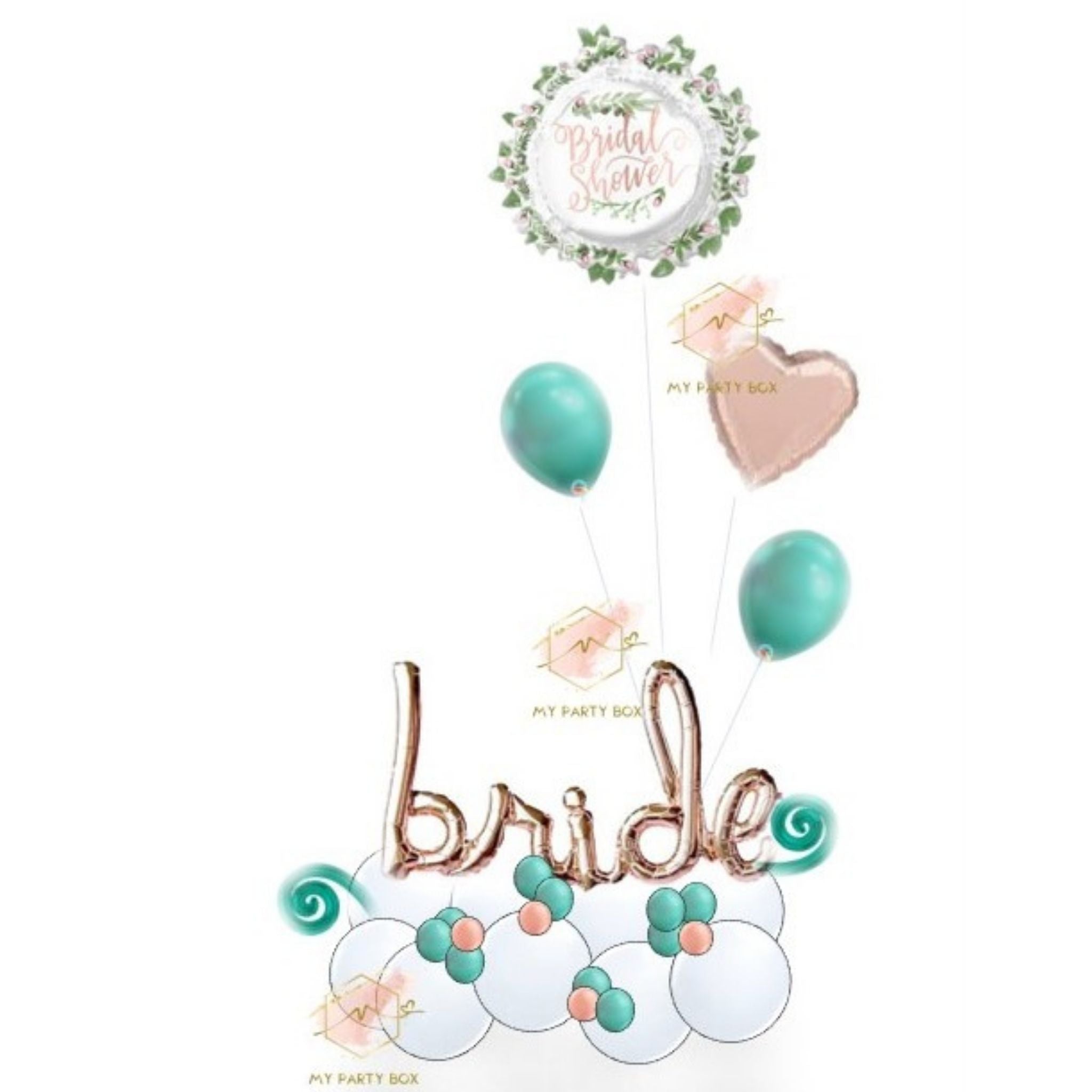 My Party Box Mint Bridal Balloon Bouquet
