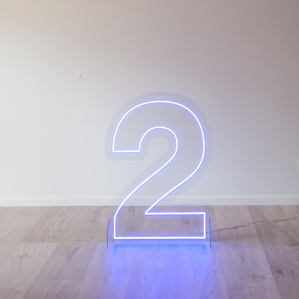 Number 2 neon light in Blue