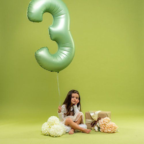 40" (102cm) Satin Olive Green Foil Number Balloon 7
