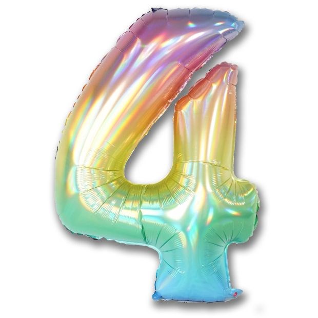 40" (102cm) Iridescent Ombre Rainbow Foil Number Balloon 4