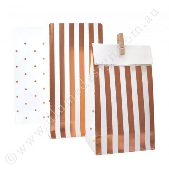 Illume Rose Gold Stripes & Dots Treat Bags (PK10)