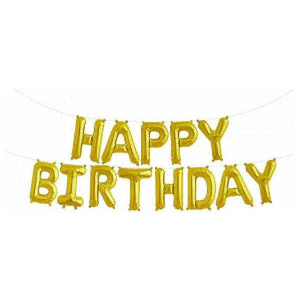 Northstar Gold Happy Birthday Script Foil Balloon