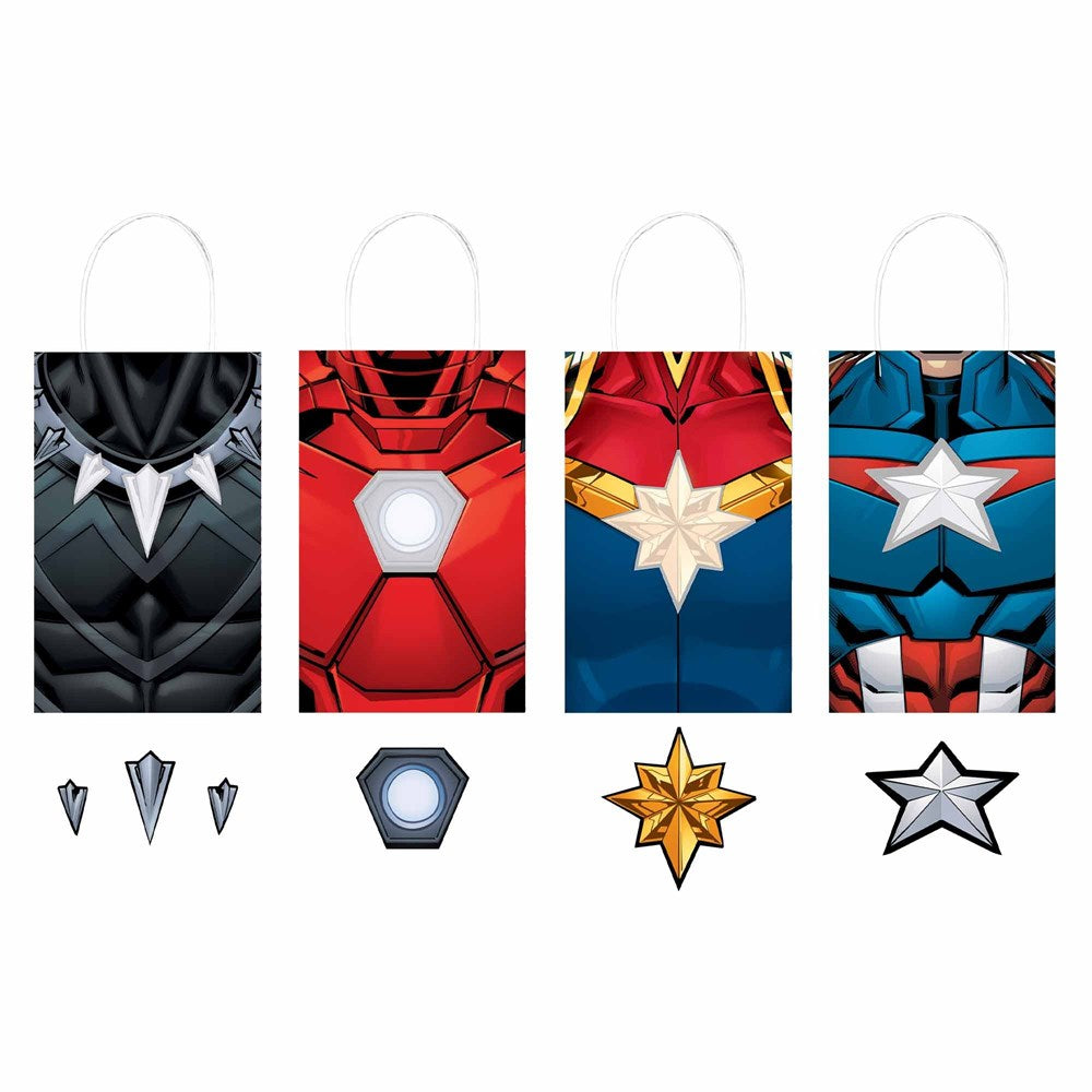 Anagram Avengers Powers Unite Create Your Own Paper Kraft Bags with four Avenger figures designs