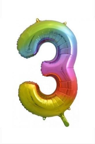 Decotex 34" Bright Rainbow Foil Number Balloon 3