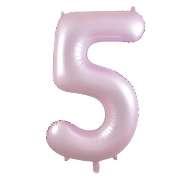 Pastel Matte Pink Foil Number Balloon 5