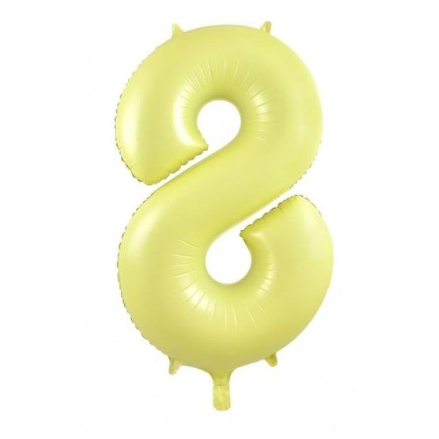 34"(86cm) Pastel Matte Yellow Foil Number Balloon 8