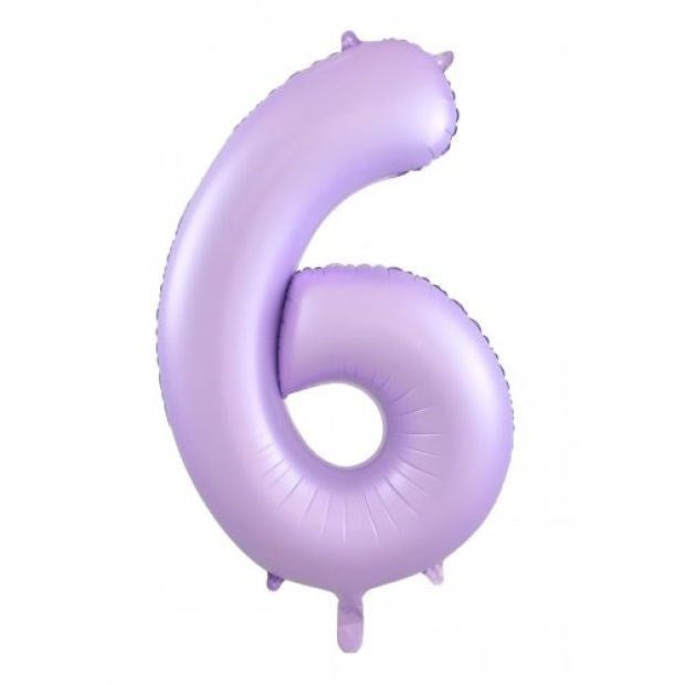 Pastel Matte Lilac Foil Number Balloon 6