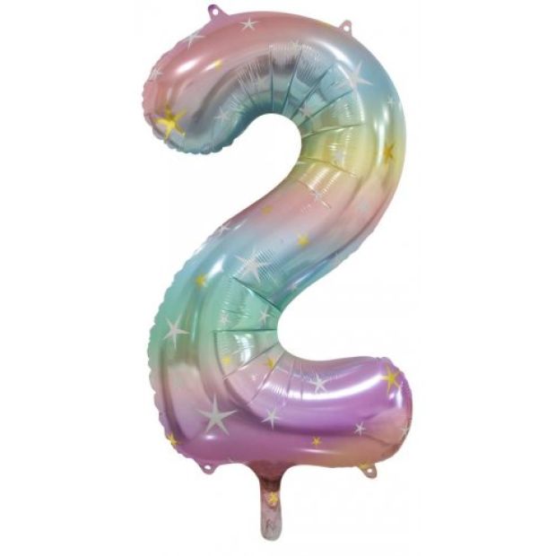Decotex 34" Pastel Rainbow Foil Number Balloon 2