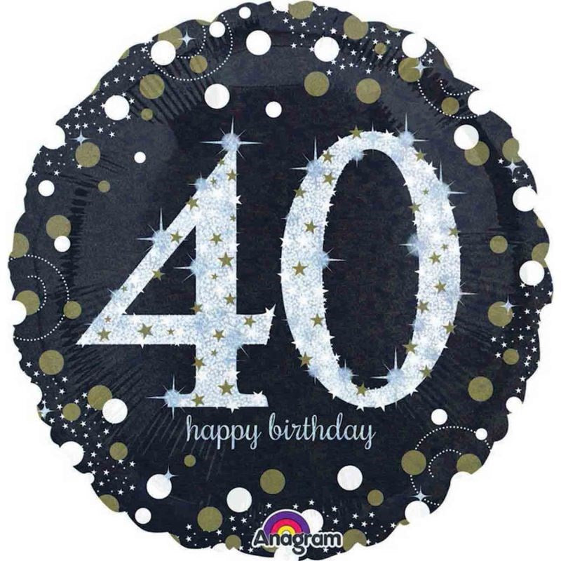 Holographic Sparkling Celebration 40th Foil Balloon