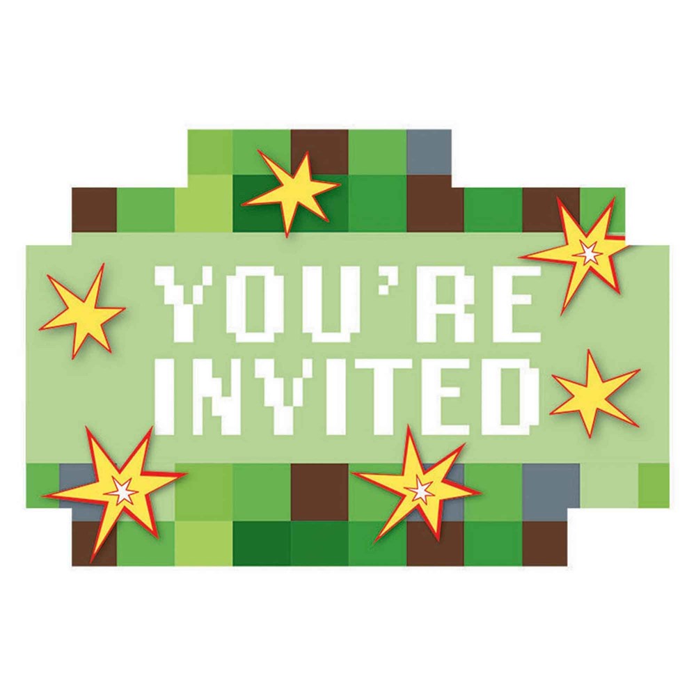 Amscan Minecraft TNT Party! Postcard Invitations (PK8)