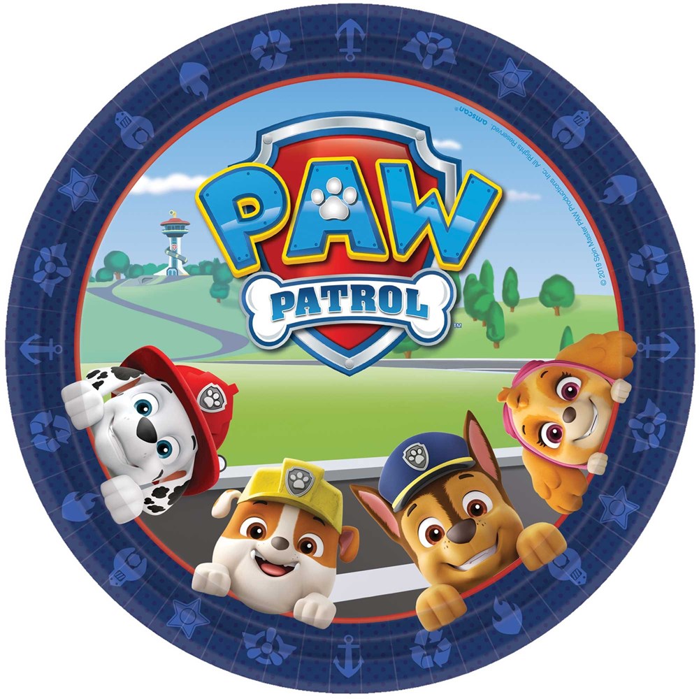 Amscan Paw Patrol Adventures 23cm Round Paper Plates (PK8)