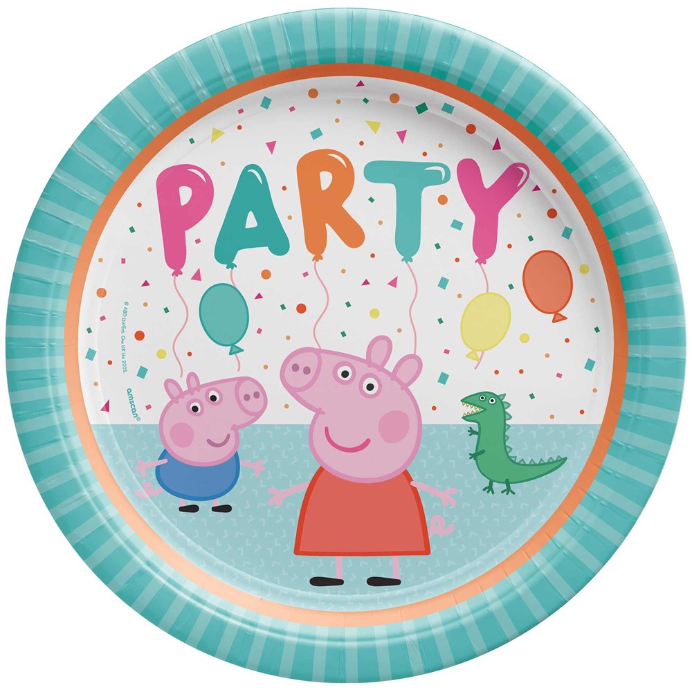 Amscan Peppa Pig Confetti Party 23cm Round Paper Plates (PK8)