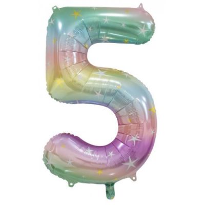 Decotex 34" Pastel Rainbow Foil Number Balloon 5
