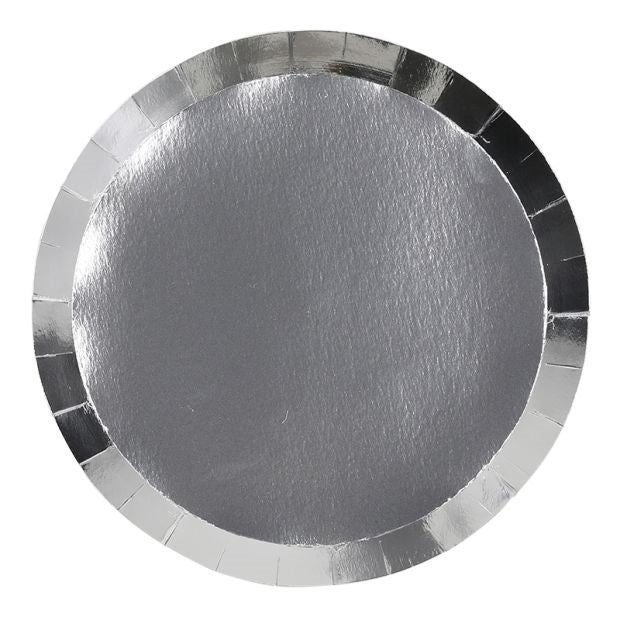 23cm (9") Classic Metallic Silver Paper Dinner Plate (PK10)