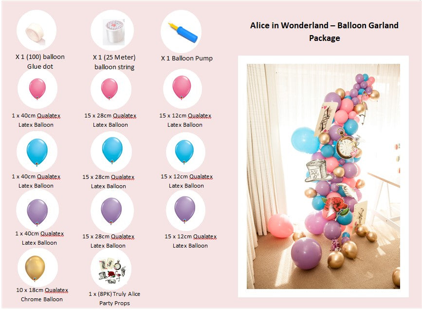 Alice in Wonderland Balloon Garland Package