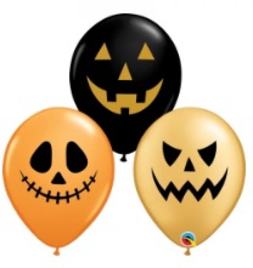 Qualatex Jack Faces Assortment Halloween Regular Latex Balloons