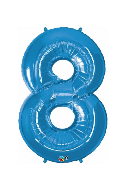 Qualatex 34" Sapphire Blue Foil Number 8  Balloon