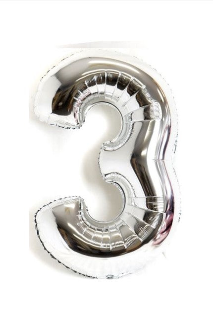 40" Silver Foil Number 3 Balloon