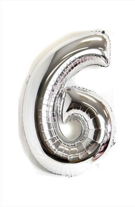 40" Silver Foil Number 6 Balloon