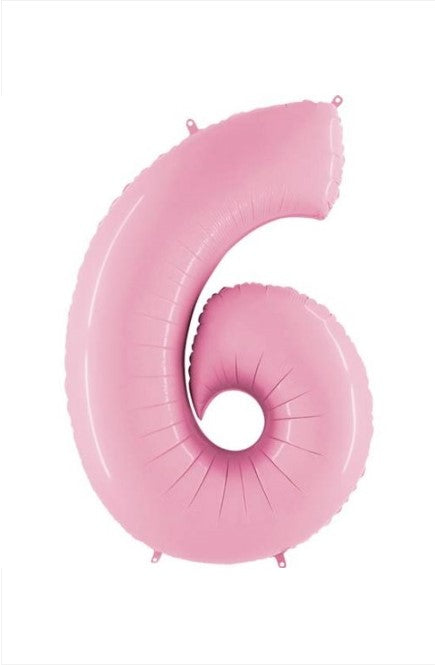 40" Pastel Pink Foil Number 6 Balloon