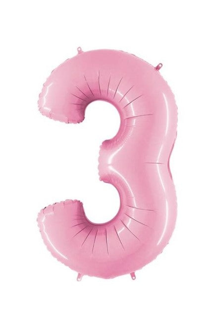 40" Pastel Pink Foil Number 3 Balloon