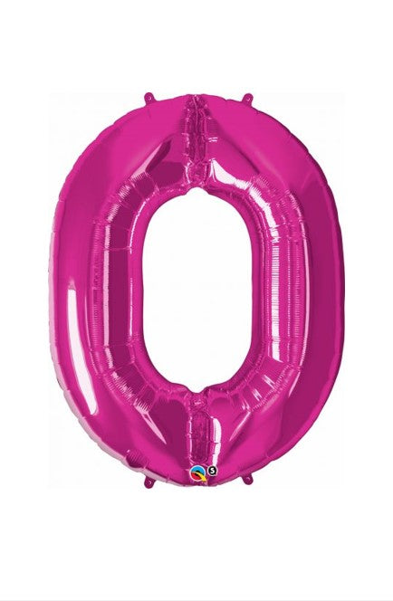 Qualatex 34" Pink Foil number balloon 0