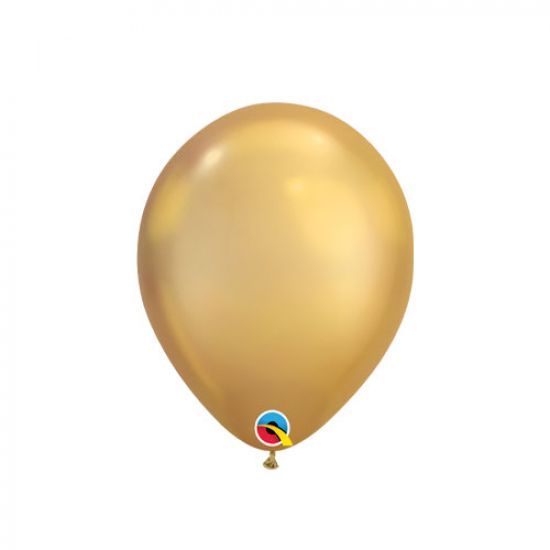 Qualatex 7" 17.5cm Chrome Gold Mini Latex Balloon