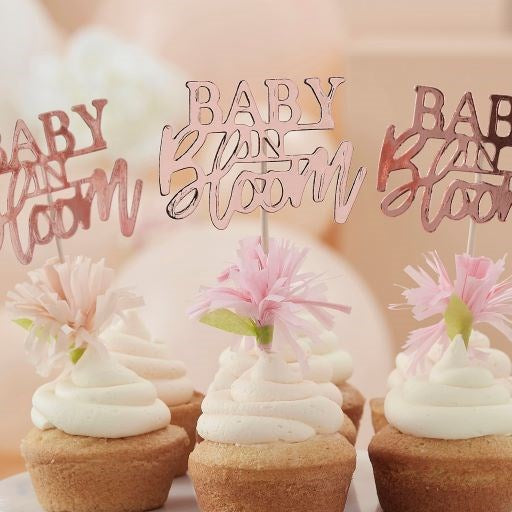 Ginger Ray Baby in Bloom Rose Gold Baby Shower Cupcake Topper
