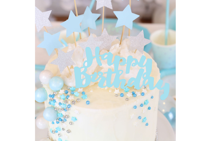 Happy Birthday Blue Foil Cake Topper
