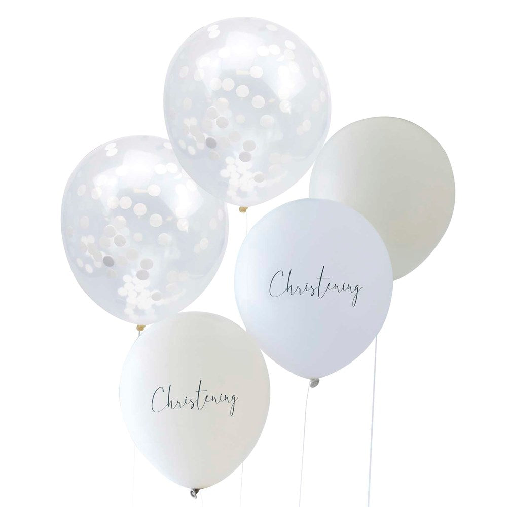 Ginger Ray Christening Noir White, Nude & Confetti Balloon Bundle pack of 5 