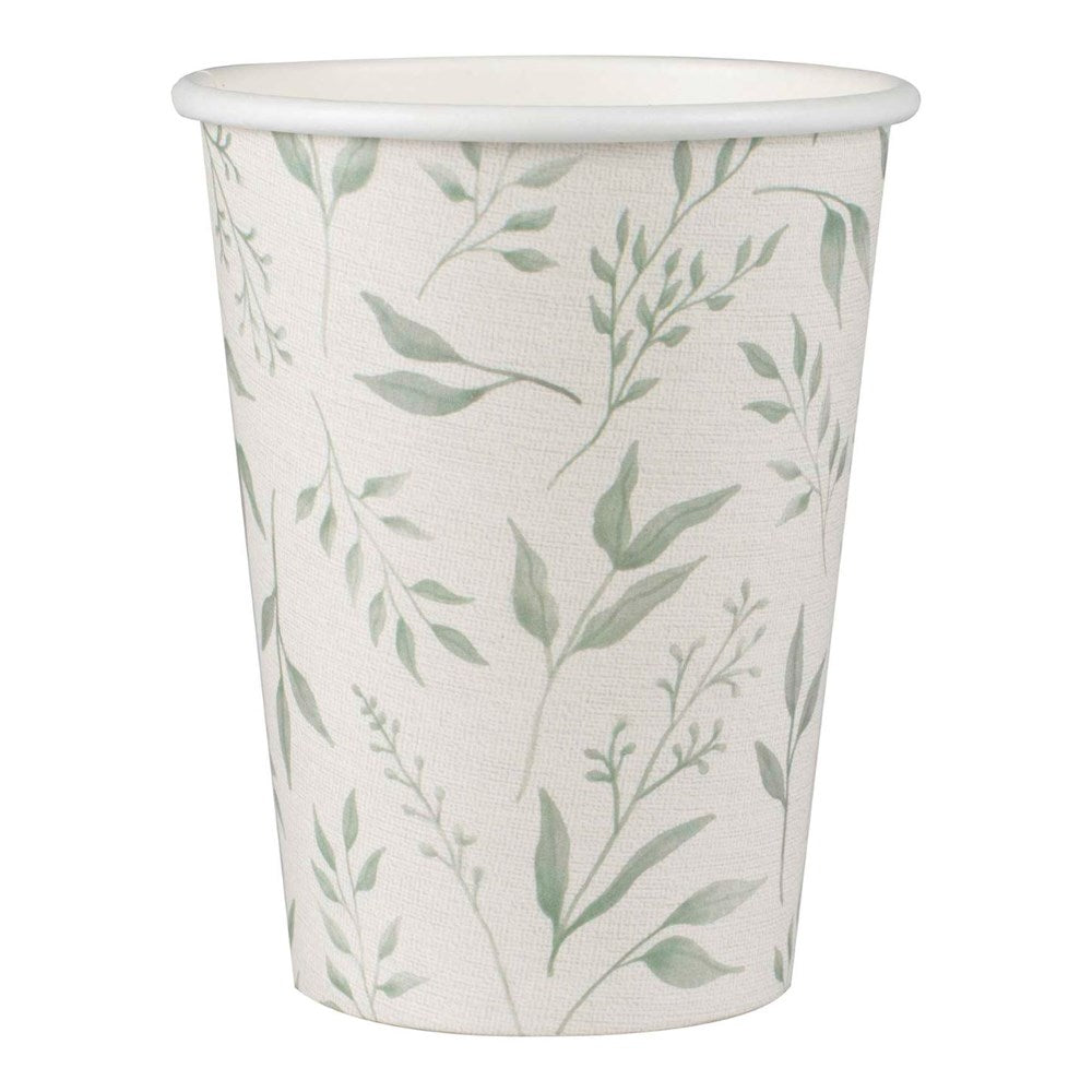 Christening White & Green Paper Cups