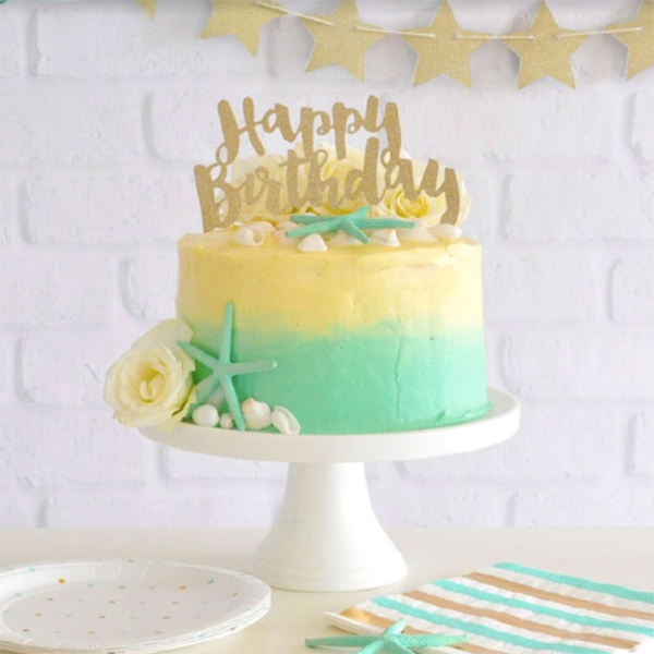 Happy Birthday Gold Gillter Cake Topper