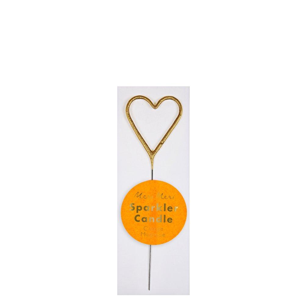 MeriMeri Mini Sparkler Candle Gold Love Heart Shape