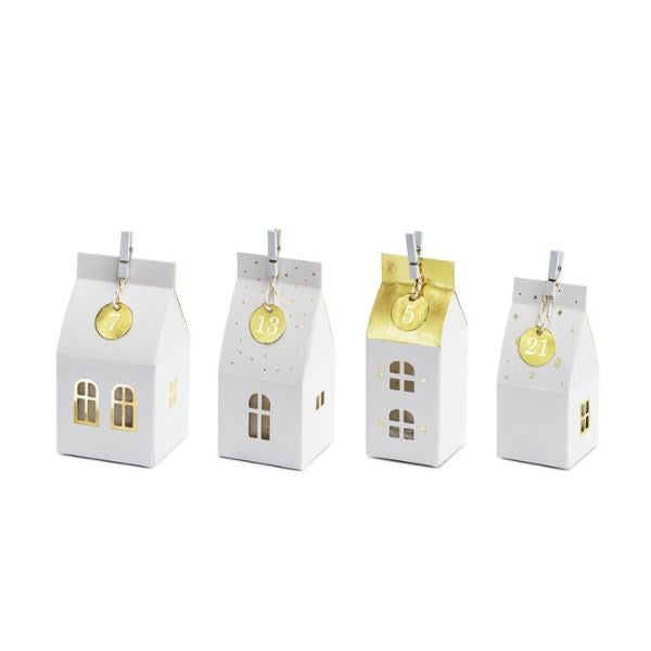 White & Gold Houses Advent Calendar