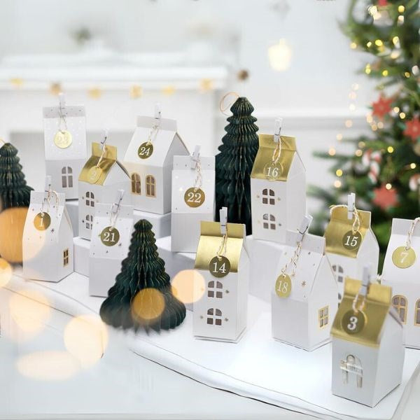 White & Gold Houses Advent Calendar