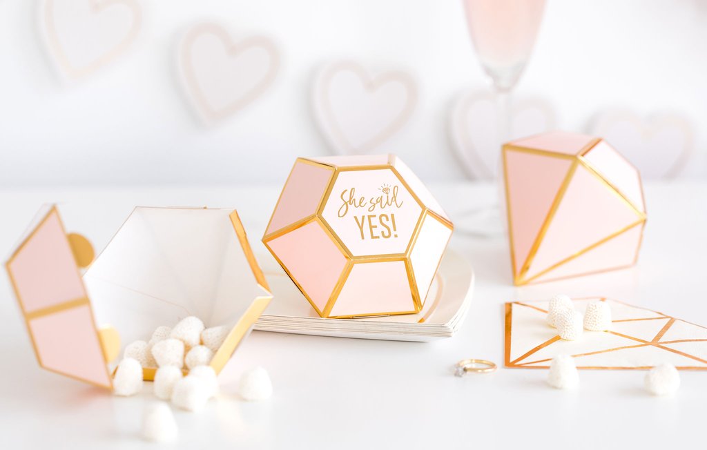 My Mind's Eye Bride To Be favor Boxes on table