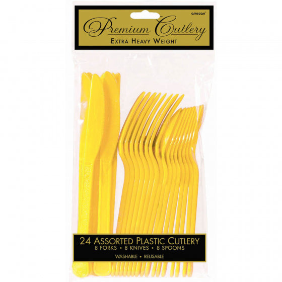 Amscan Yellow Plastic Cutlery Set 24PC
