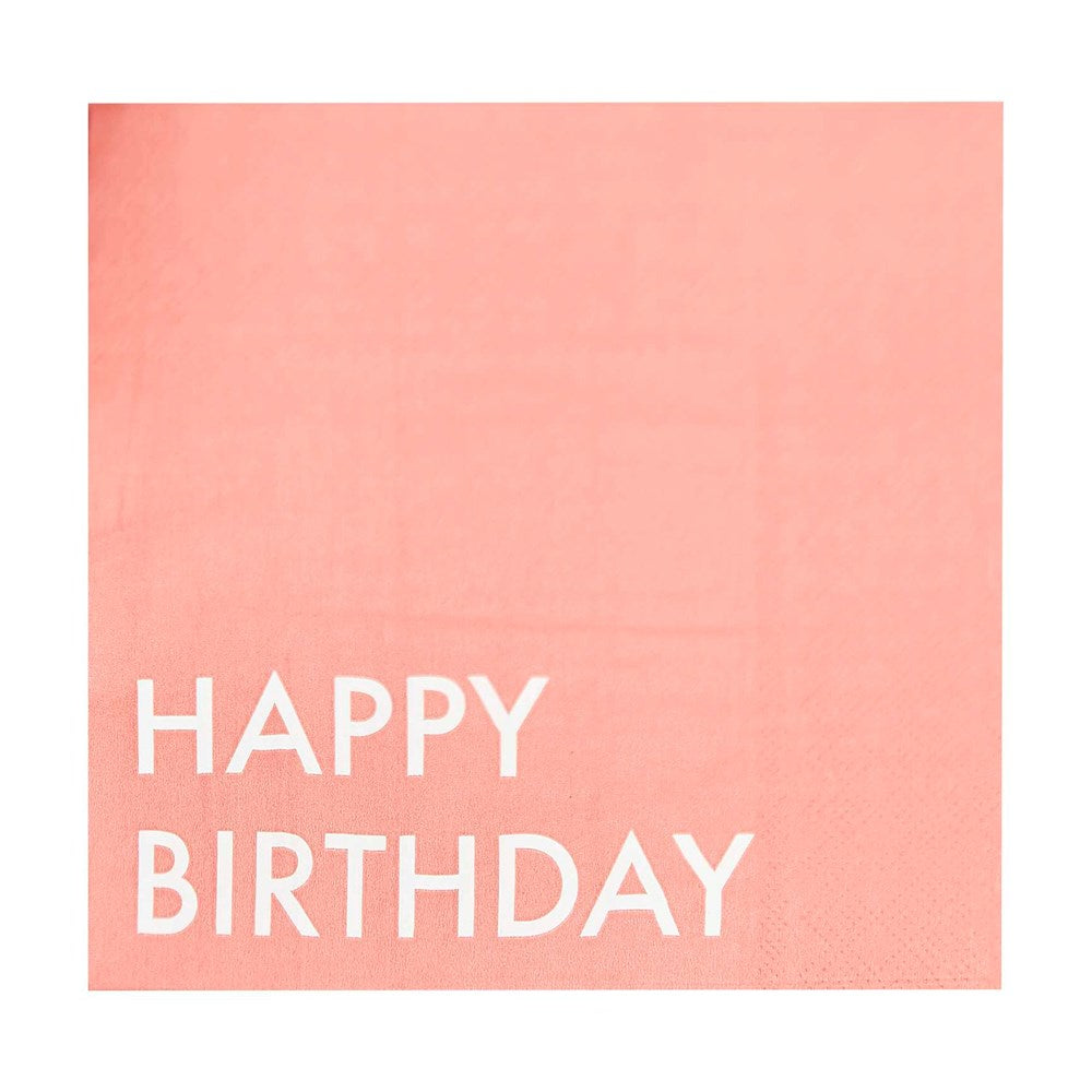 Ginger Ray Mix It Up Coral Happy Birthday Napkins (PK16)