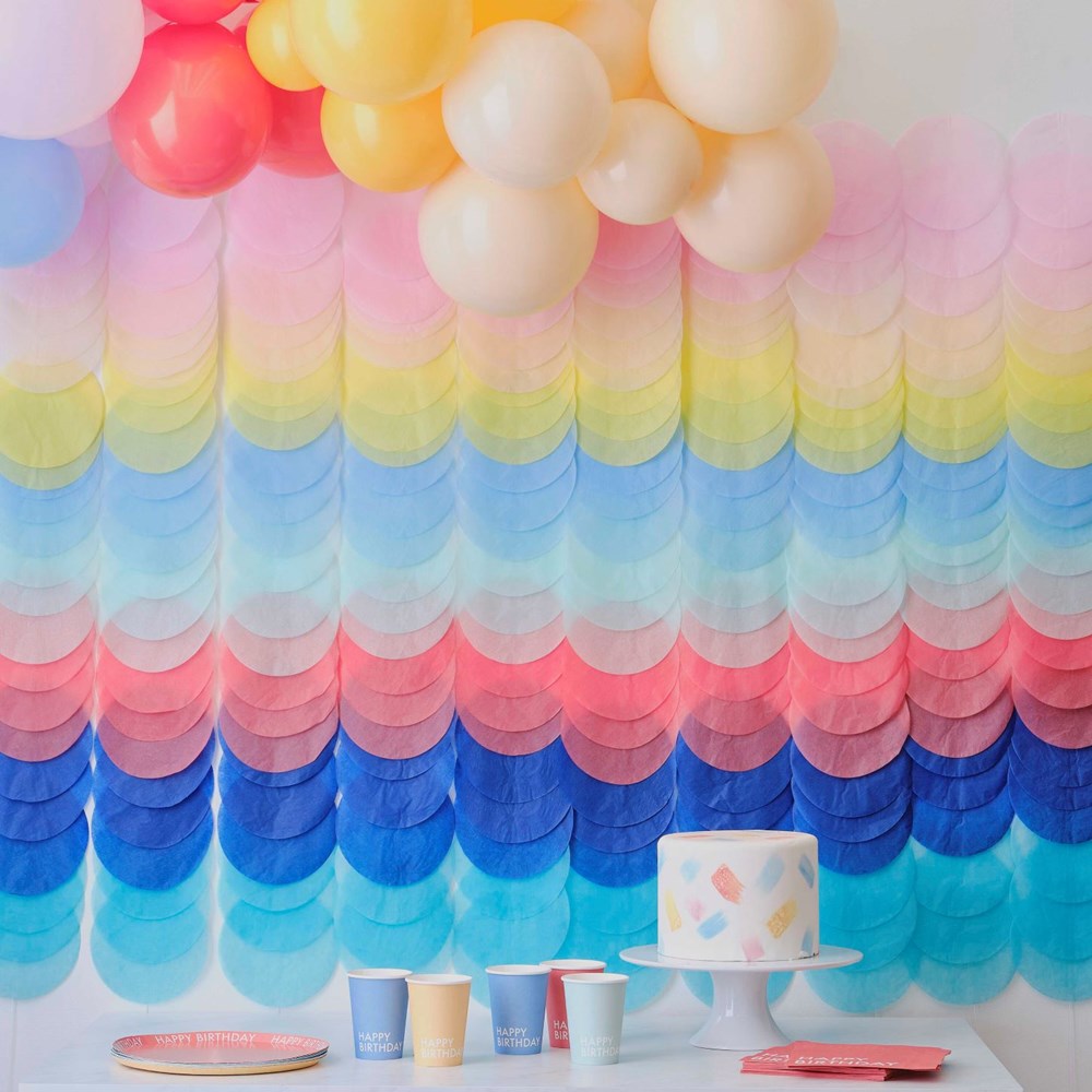 Ginger Ray Mix It Up Bright Rainbow Tissue Paper Discs Backdrop