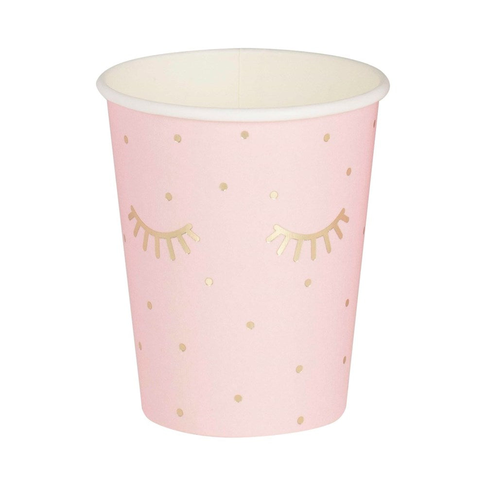 Ginger Ray Pamper Party Gold Foiled and Pink Sleepy Eyes Paper Cups (PK8)