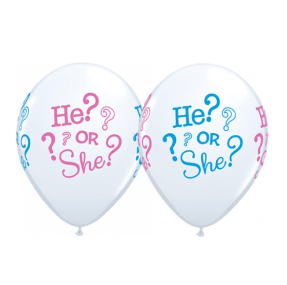 Qualatex He or She Gender Reveal Regular Latex Balloon