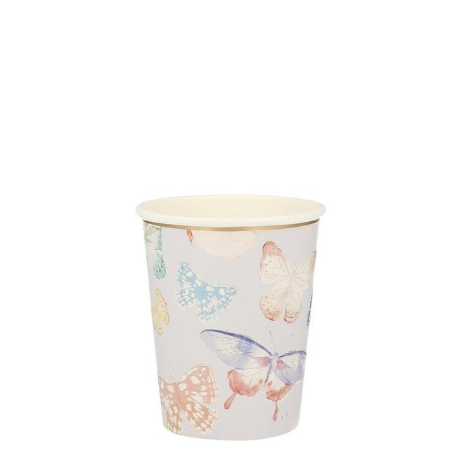 MeriMeri Light Blue Butterfly Party Cups pack of 8