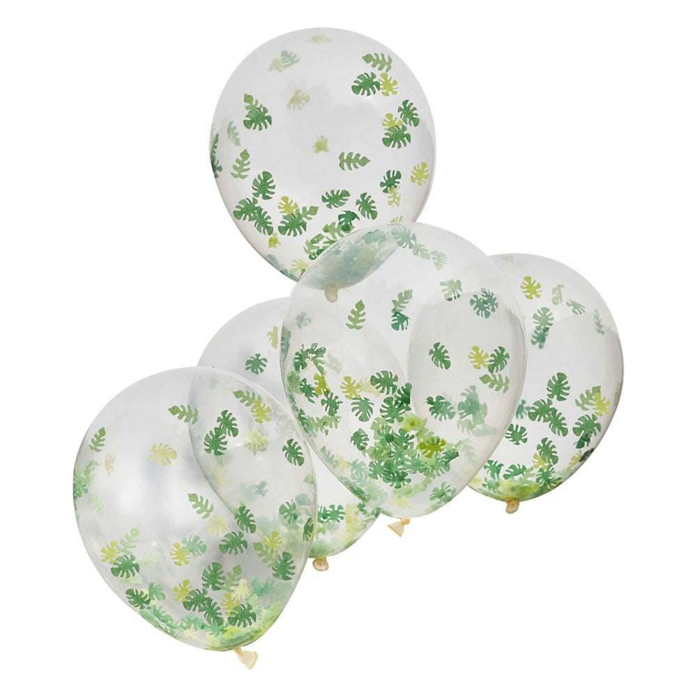 Ginger Ray Wild Jungle Balloon Bundle with Leaf Confetti (PK5)