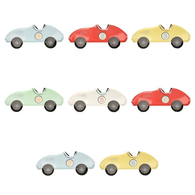 MeriMeri Race Car Plates (PK8 in 8 designs)