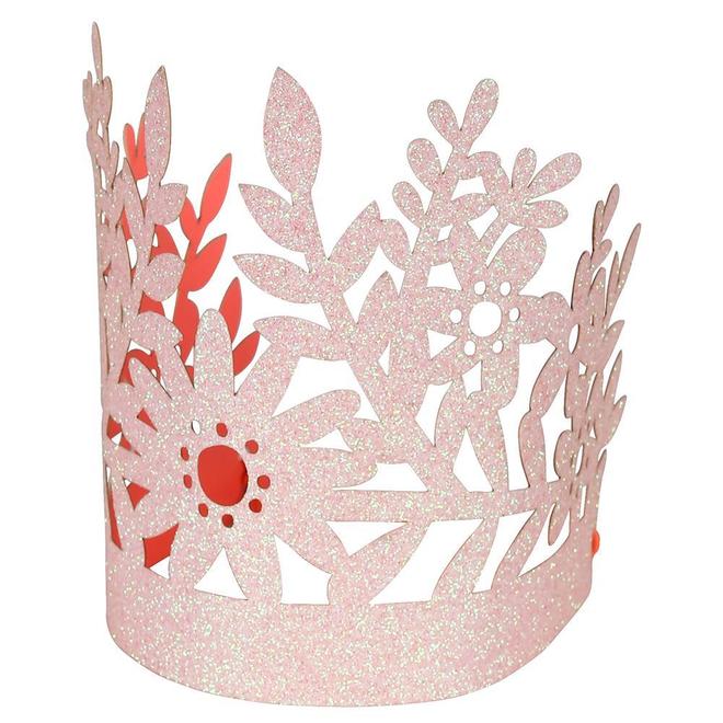 MeriMeri Pink Glitter Crown PK8