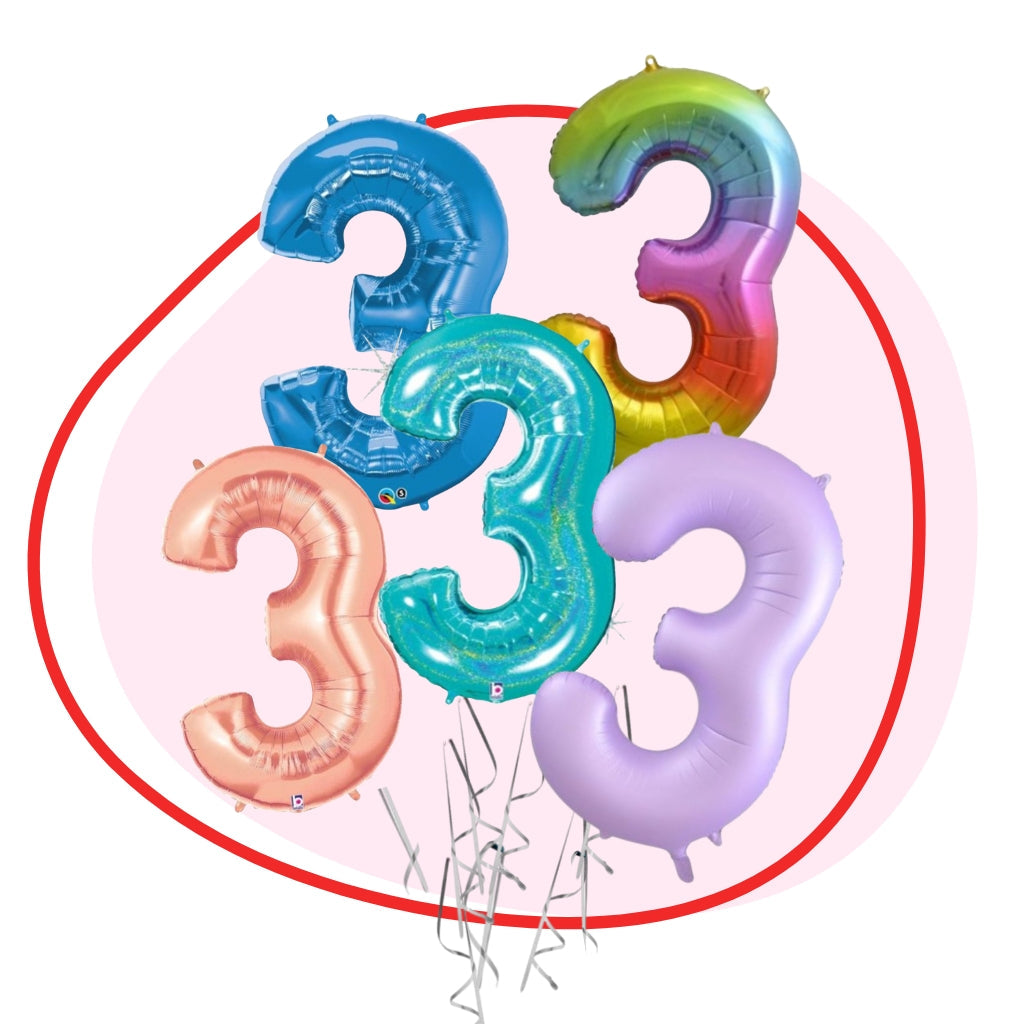 Foil Number 3 Helium Balloon
