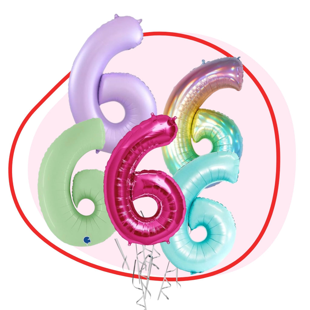 Foil Number 6 Helium Balloon